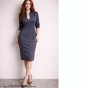 j Jill Wearever Jersey Midi Dress L Petite Gray Capsule Career Minimalist
